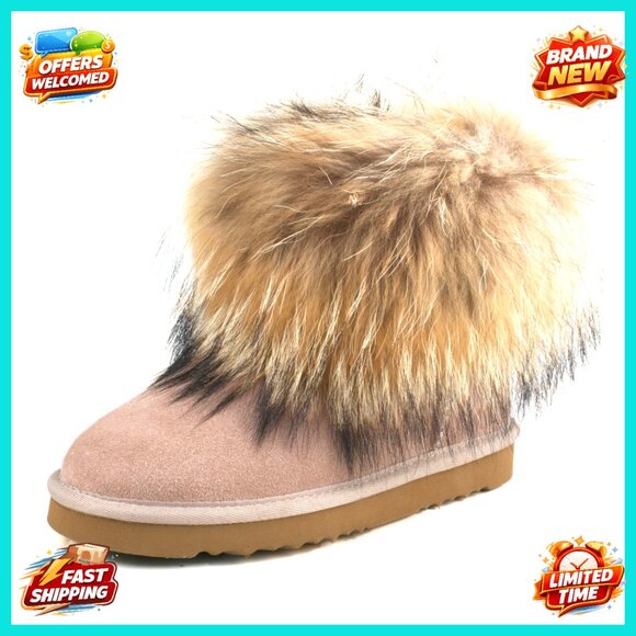 Genuine Suede Waterproof Winter Ankle Boots with Furry Lining Snow Boots